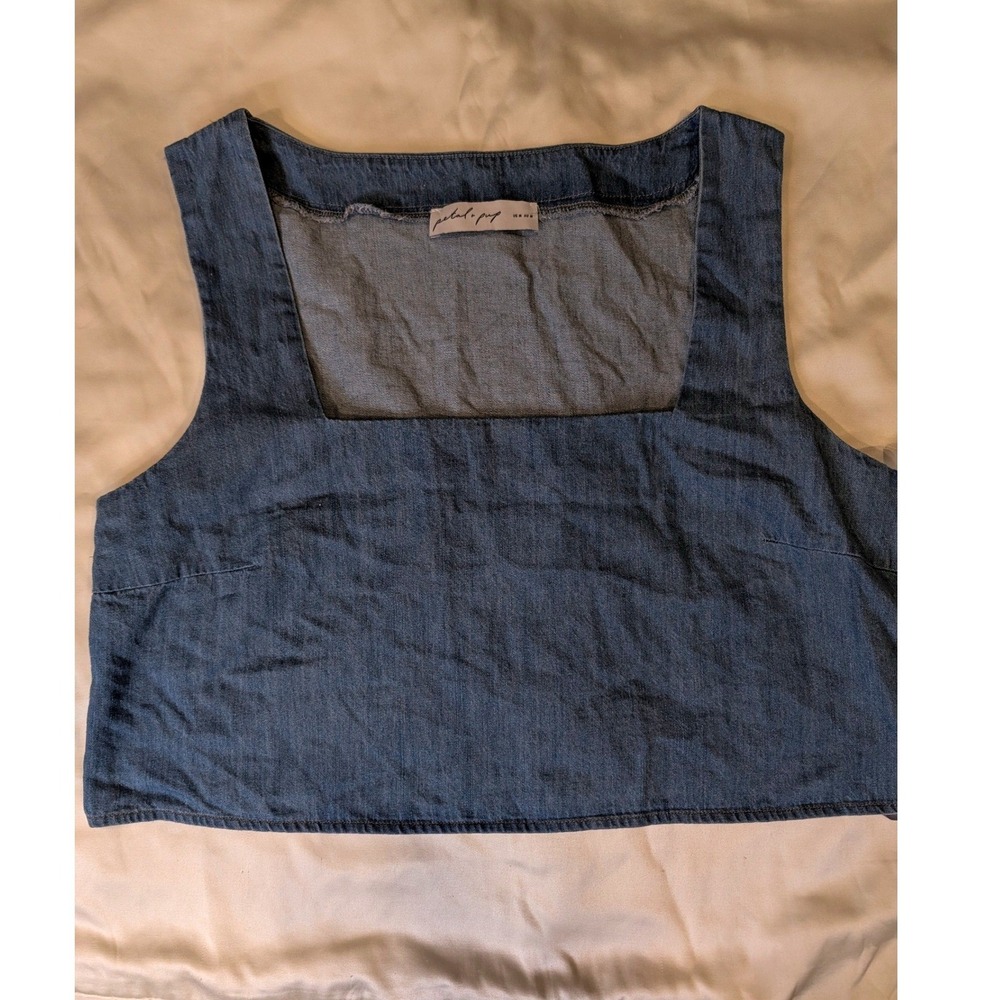Petal & Pup Blue Denim Look Square Neck Crop Top MST7352D Size US 6